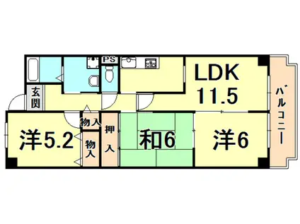 FIG・TREE2号館(3LDK/1階)の間取り写真