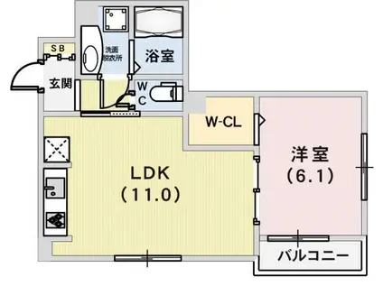 グランクレール兵庫町(1LDK/3階)の間取り写真