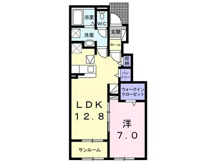 メディオ サルーテ A(1LDK/1階)の間取り写真