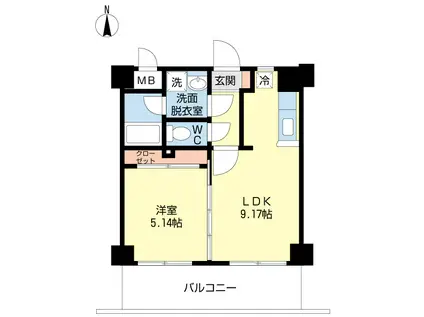 ブランシェ波多江(1LDK/2階)の間取り写真