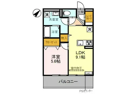 D-ROOM伏見区醍醐槇ノ内町(1LDK/2階)の間取り写真