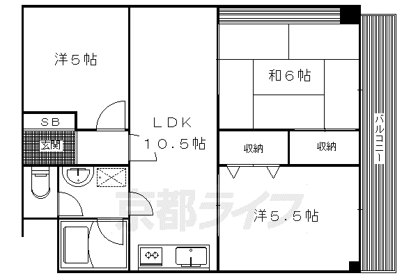 交徳マンション(3LDK/3階)の間取り写真