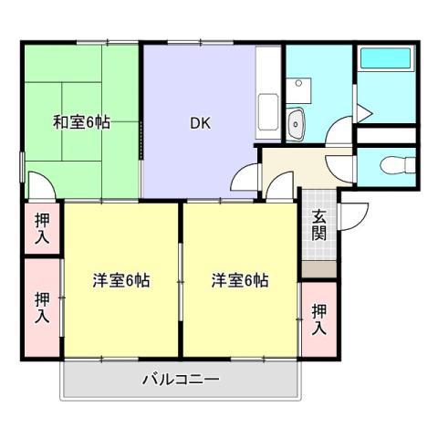 フレグランス市道A棟(3DK/1階)の間取り写真