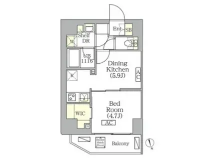 BRICK RESIDENCE 南青山 ブリックレジデンス南青山(1DK/10階)の間取り写真