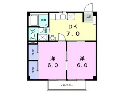 グランドハイツK(2DK/1階)の間取り写真