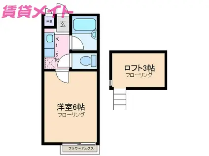 SILKY HOUSE山城(1K/2階)の間取り写真