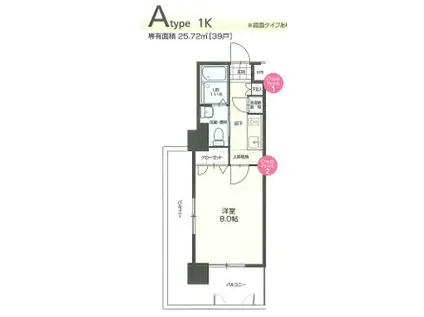 クラブオリエント NO.70 ハーバーサウスタワー(1K/13階)の間取り写真