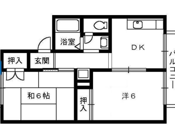 セジュール池内II棟(2DK/2階)の間取り写真