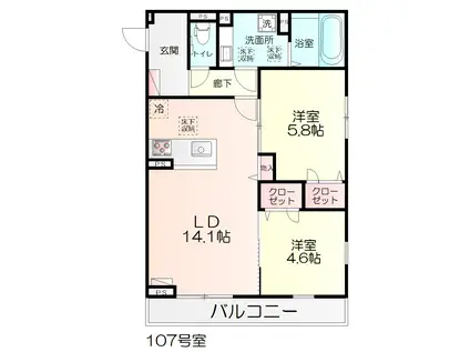 グラン・クレール(2LDK/1階)の間取り写真