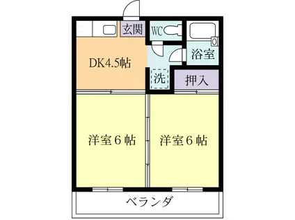サンプレイス(2DK/1階)の間取り写真