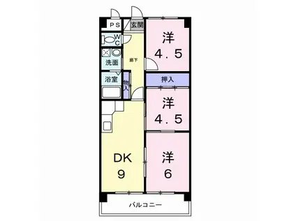 ファミーユ旭(3DK/3階)の間取り写真