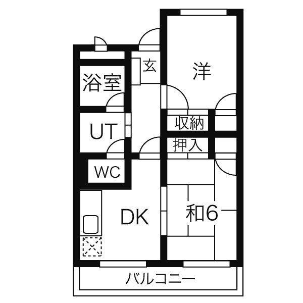TDマンションPAULOWNIA(2DK/2階)の間取り写真