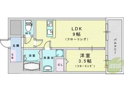 エル・セレーノ新大阪北(1LDK/6階)の間取り写真