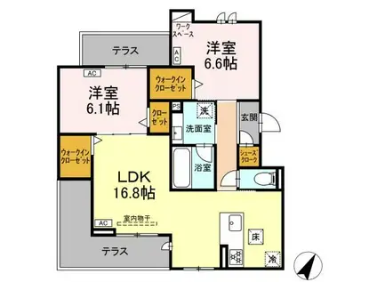 D-AVANCE 東脇(2LDK/1階)の間取り写真