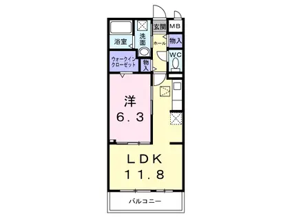 メゾンルミネ若松(1LDK/1階)の間取り写真