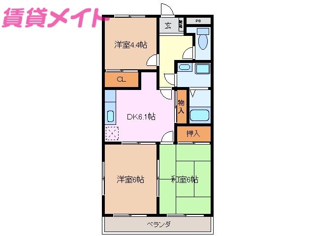 コーハンライズ(3DK/2階)の間取り写真
