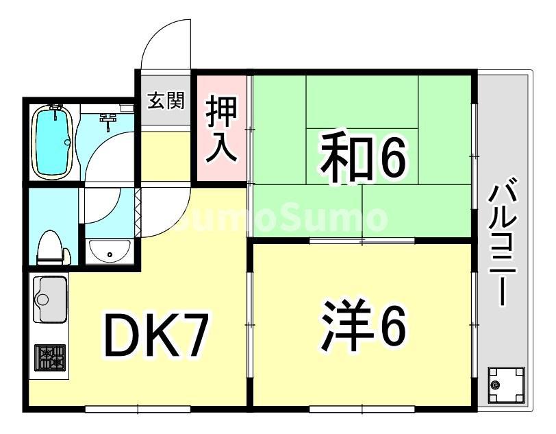 江上イエム(2DK/1階)の間取り写真