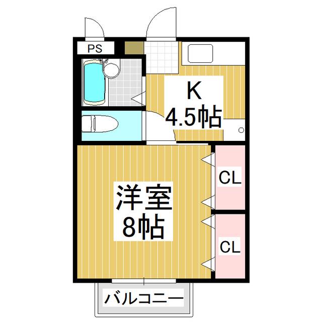 サウスERN CROSS谷地(1K/2階)の間取り写真
