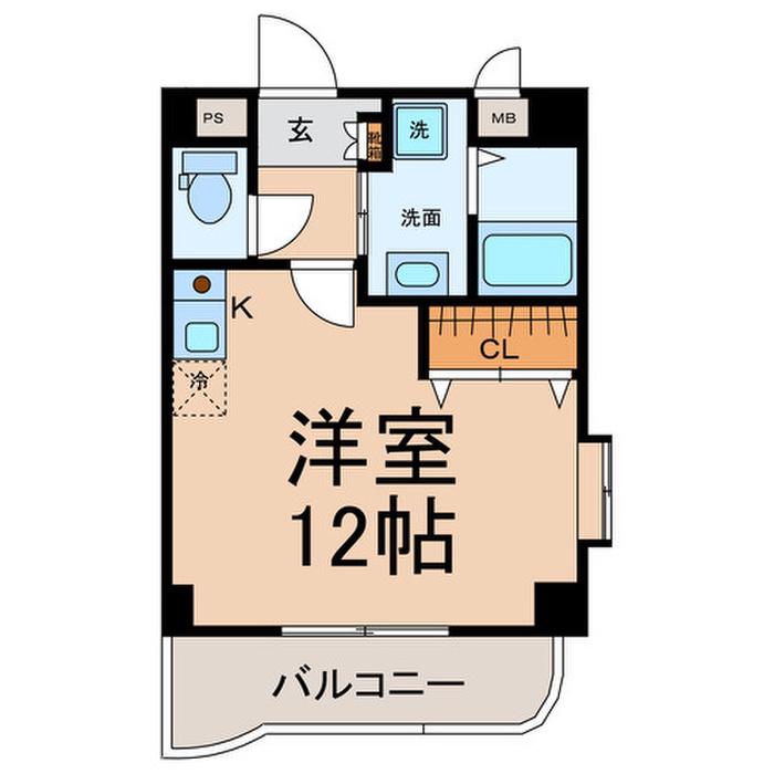 ヴィアーレ勝(ワンルーム/2階)の間取り写真