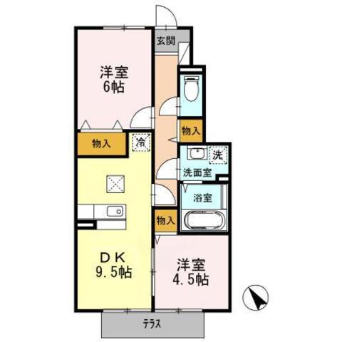 山陽電鉄本線 尾上の松駅 徒歩25分 2階建 築19年(2DK/1階)の間取り写真