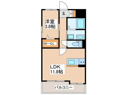 MA CHAMBRE(1LDK/3階)の間取り写真