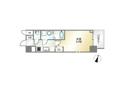 CION KOBE BAYSIDE(1K/4階)の間取り写真