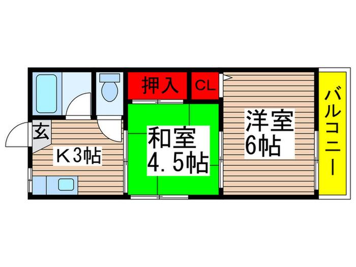 海老原荘(2K/2階)の間取り写真