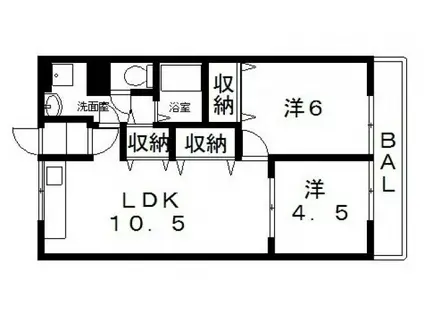 第2コーポ平野(2LDK/2階)の間取り写真