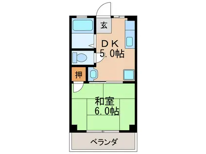 中京ビル(1DK/3階)の間取り写真