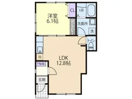 ERSA GARDEN A(1LDK/1階)の間取り写真