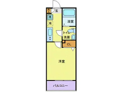 CITY SPIRE西新宿(1K/3階)の間取り写真