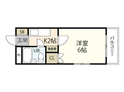 ブランズ壱番館(1K/2階)の間取り写真