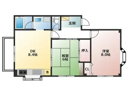 シャンティーワン1-A(2DK/1階)の間取り写真