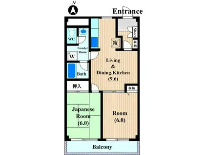 コゥジィーコート(2DK/3階)の間取り写真