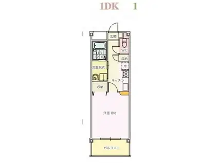 ISLAND中平野(1K/3階)の間取り写真