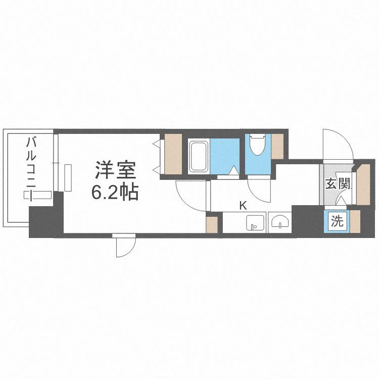 プレサンス大手前パークサイドII(1K/2階)の間取り写真