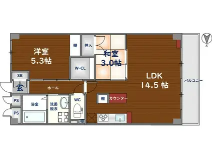 若草ハイツ(2LDK/4階)の間取り写真