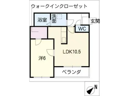 フローラ・S(1LDK/1階)の間取り写真