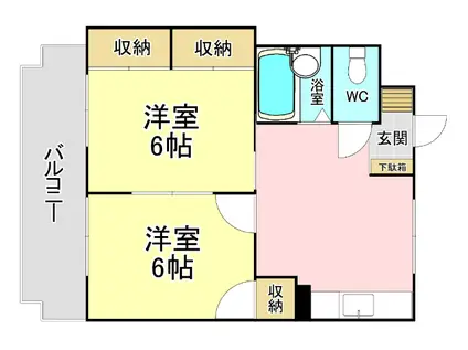 シャトレ熊本(2DK/5階)の間取り写真