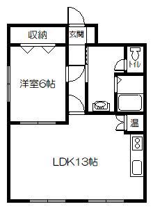 丸タカビル(1LDK/3階)の間取り写真