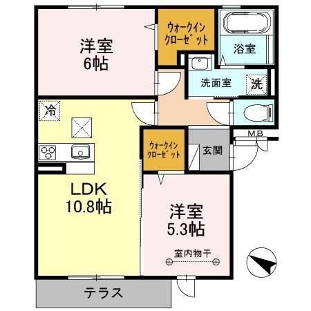 リヴェール(2LDK/3階)の間取り写真