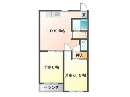 メゾン田村(2LDK/3階)の間取り写真