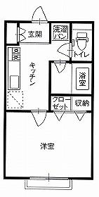 DI若松町B棟(1K/1階)の間取り写真