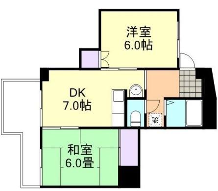 ガーディニア倉敷(2DK/5階)の間取り写真