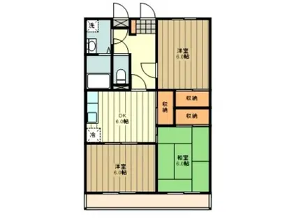 サンリーブ秋川(3DK/2階)の間取り写真