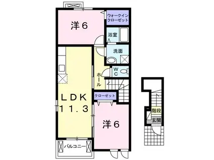 クレージュ(2LDK/2階)の間取り写真