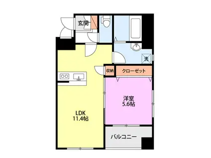 BLISS1615(1LDK/2階)の間取り写真