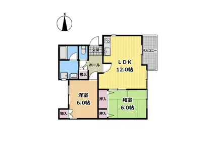 マンハイム敦賀(2LDK/4階)の間取り写真