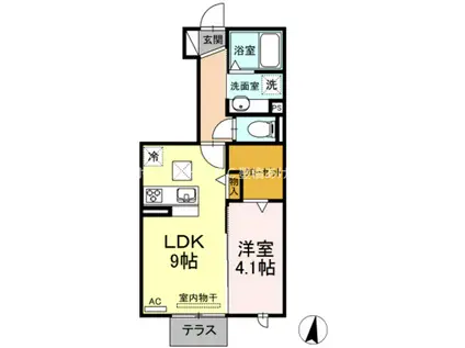 アムール二本松 B(1LDK/1階)の間取り写真