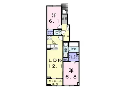 アルバ 涼(2LDK/1階)の間取り写真